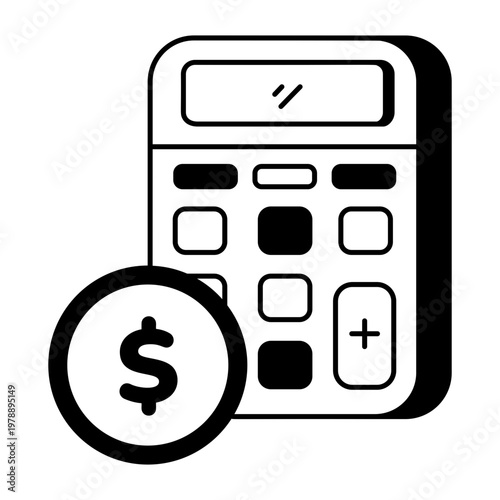 A glyph style icon representing calculations