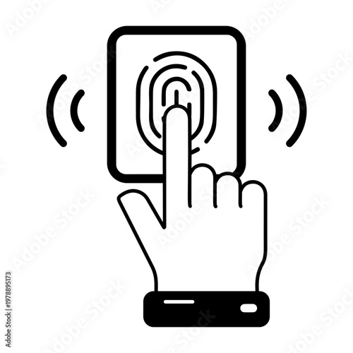 A glyph style icon depicting fingerprint authorization