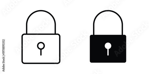 Lock closed icon Outline Style. Vector Illustration in flat For Graphic Design