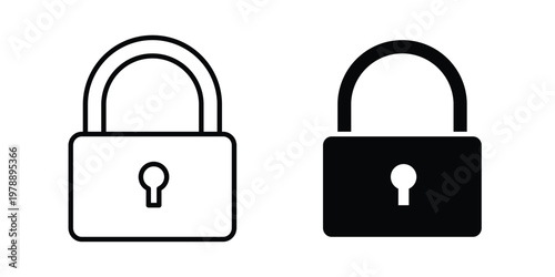 Lock icon Outline Style. Vector Illustration in flat For Graphic Design