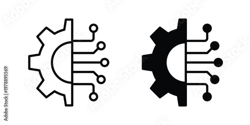 Machine learning icon Outline Style. Vector Illustration in flat For Graphic Design
