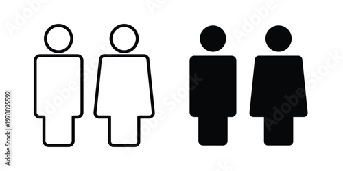 Man and woman icon Outline Style. Vector Illustration in flat For Graphic Design