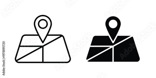 Map icon Outline Style. Vector Illustration in flat For Graphic Design