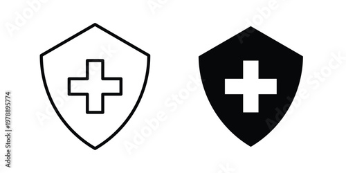 Medical insurance icon Outline Style. Vector Illustration in flat For Graphic Design