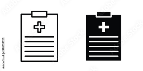 Medical report icon Outline Style. Vector Illustration in flat For Graphic Design