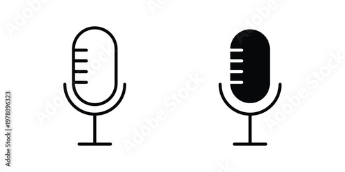 Microphone icon Outline Style. Vector Illustration in flat For Graphic Design
