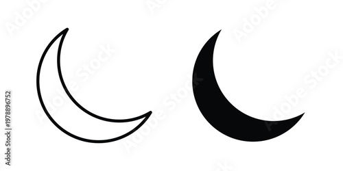 Moon icon Outline Style. Vector Illustration in flat For Graphic Design