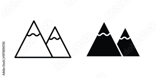 Mountain icon Outline Style. Vector Illustration in flat For Graphic Design