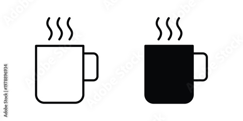 Mug icon Outline Style. Vector Illustration in flat For Graphic Design