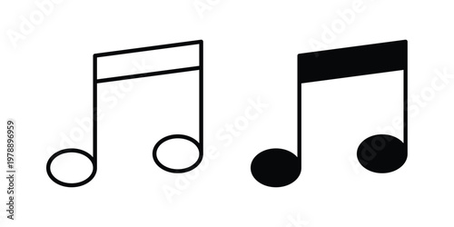 Music note icon Outline Style. Vector Illustration in flat For Graphic Design