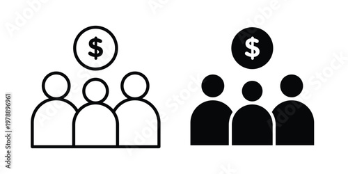 Mutual funds icon Outline Style. Vector Illustration in flat For Graphic Design
