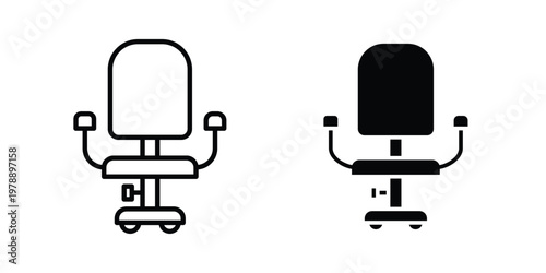 Office chair icon Outline Style. Vector Illustration in flat For Graphic Design