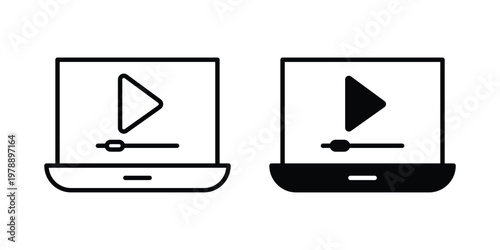 Online course icon Outline Style. Vector Illustration in flat For Graphic Design