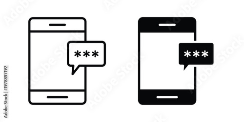 Otp sms password icon Outline Style. Vector Illustration in flat For Graphic Design