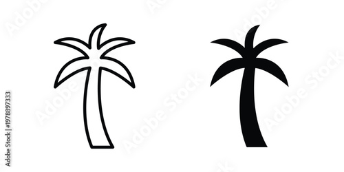 Palm tree icon Outline Style. Vector Illustration in flat For Graphic Design