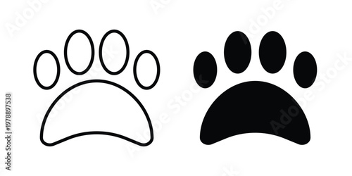 Paw icon Outline Style. Vector Illustration in flat For Graphic Design