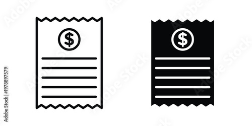 Payment receipt icon Outline Style. Vector Illustration in flat For Graphic Design