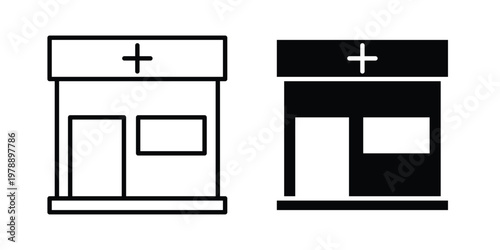 Pharmacy icon Outline Style. Vector Illustration in flat For Graphic Design