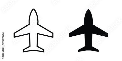 Plane icon Outline Style. Vector Illustration in flat For Graphic Design
