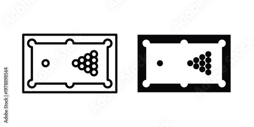 Pool table icon Outline Style. Vector Illustration in flat For Graphic Design