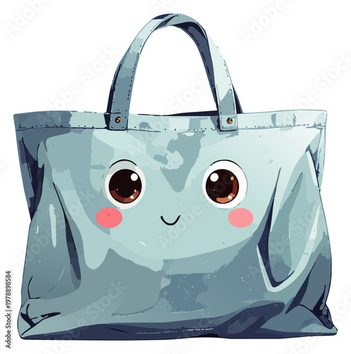  Bolso con rostro adorable y mejillas rosadas en estilo caricatura.
