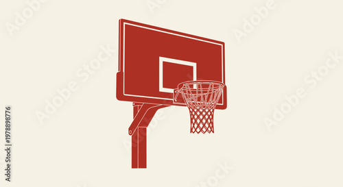 Minimalist Vector Illustration of a Professional Basketball Hoop and Backboard for Sports Design