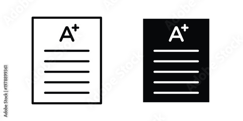 Report card icon Outline Style. Vector Illustration in flat For Graphic Design