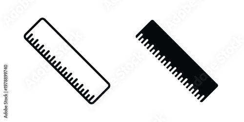 Ruler icon Outline Style. Vector Illustration in flat For Graphic Design