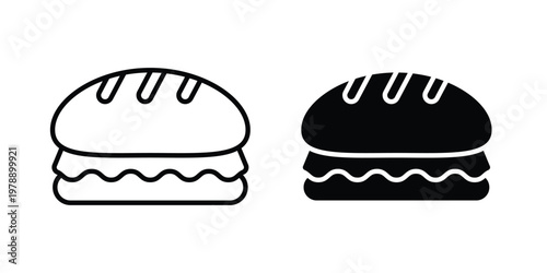 Sandwich icon Outline Style. Vector Illustration in flat For Graphic Design