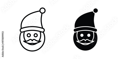 Santa Claus icon Outline Style. Vector Illustration in flat For Graphic Design