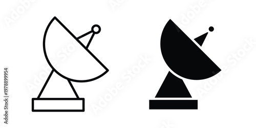 Satellite dish icon Outline Style. Vector Illustration in flat For Graphic Design