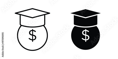 Scholarship icon Outline Style. Vector Illustration in flat For Graphic Design