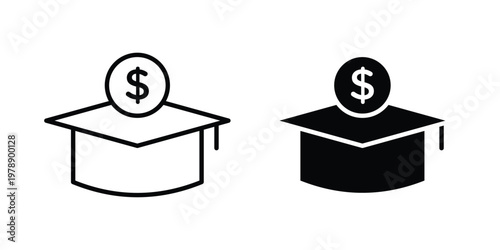 Scholarship fund icon Outline Style. Vector Illustration in flat For Graphic Design