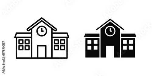 school icon Outline Style. Vector Illustration in flat For Graphic Design