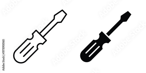 Screwdriver icon Outline Style. Vector Illustration in flat For Graphic Design