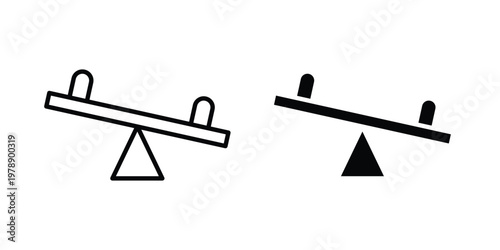 Seesaw icon Outline Style. Vector Illustration in flat For Graphic Design