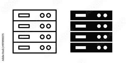 Server rack icon Outline Style. Vector Illustration in flat For Graphic Design