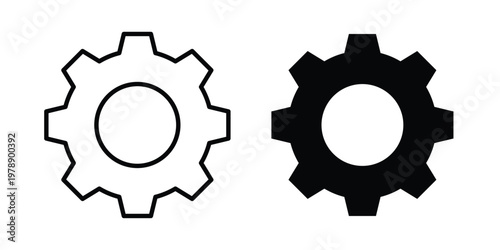 Settings gear icon Outline Style. Vector Illustration in flat For Graphic Design