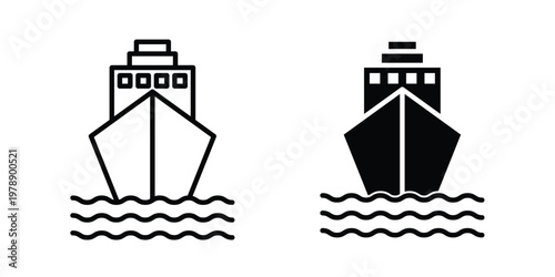 Ship icon Outline Style. Vector Illustration in flat For Graphic Design