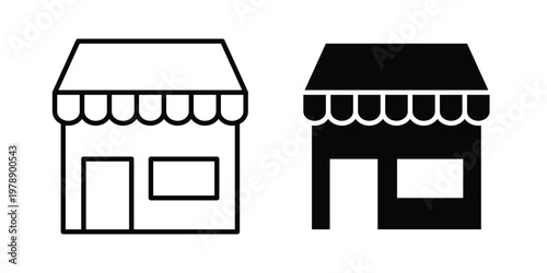 Shop icon Outline Style. Vector Illustration in flat For Graphic Design