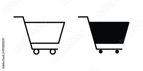 Shopping Cart icon Outline Style. Vector Illustration in flat For Graphic Design