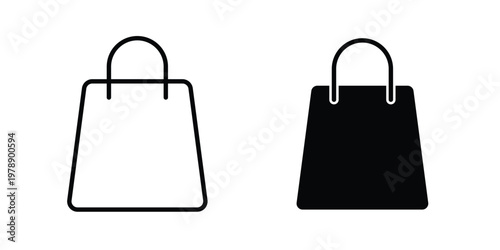 Shopping bag icon Outline Style. Vector Illustration in flat For Graphic Design