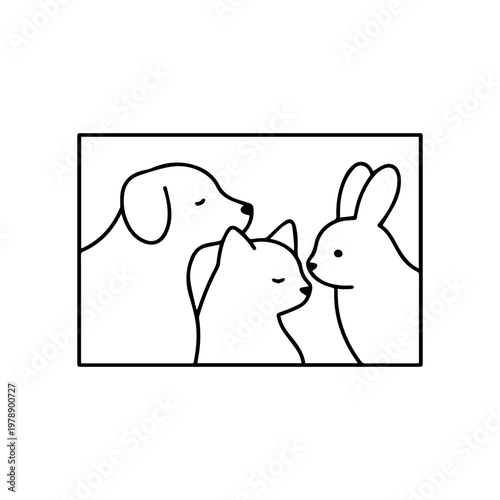 Animals in a frame line icon
vector line icon on a white background