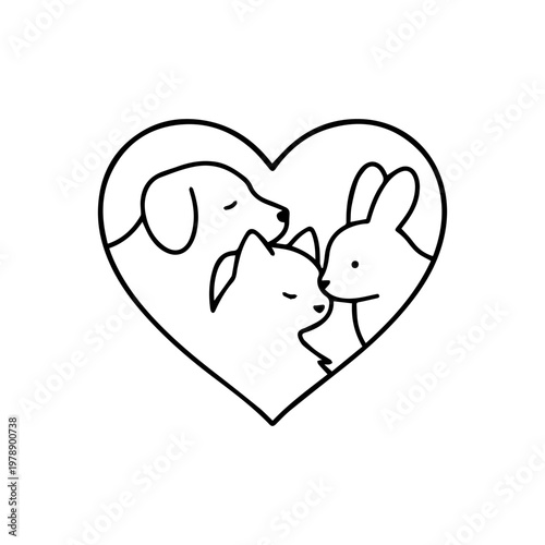 Animals in the heart line icon
vector line icon on a white background