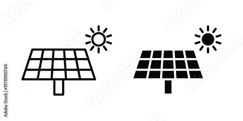 Solar panel icon Outline Style. Vector Illustration in flat For Graphic Design