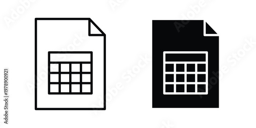 Spreadsheet icon Outline Style. Vector Illustration in flat For Graphic Design