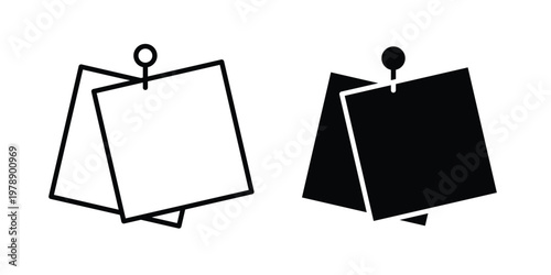 Sticky note icon Outline Style. Vector Illustration in flat For Graphic Design