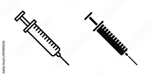 Syringe icon Outline Style. Vector Illustration in flat For Graphic Design