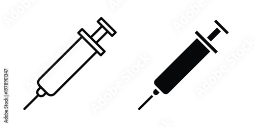 Syringe injection icon Outline Style. Vector Illustration in flat For Graphic Design