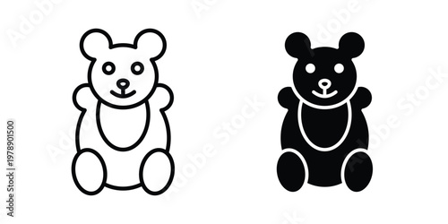 Teddy bear icon Outline Style. Vector Illustration in flat For Graphic Design